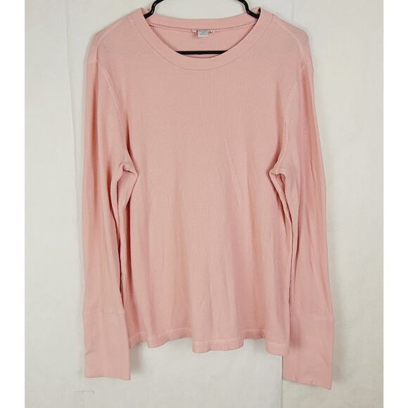 Sundance waffle knit thermal top pink button cuff Size XL Staple Minimal Layer - Picture 1 of 6